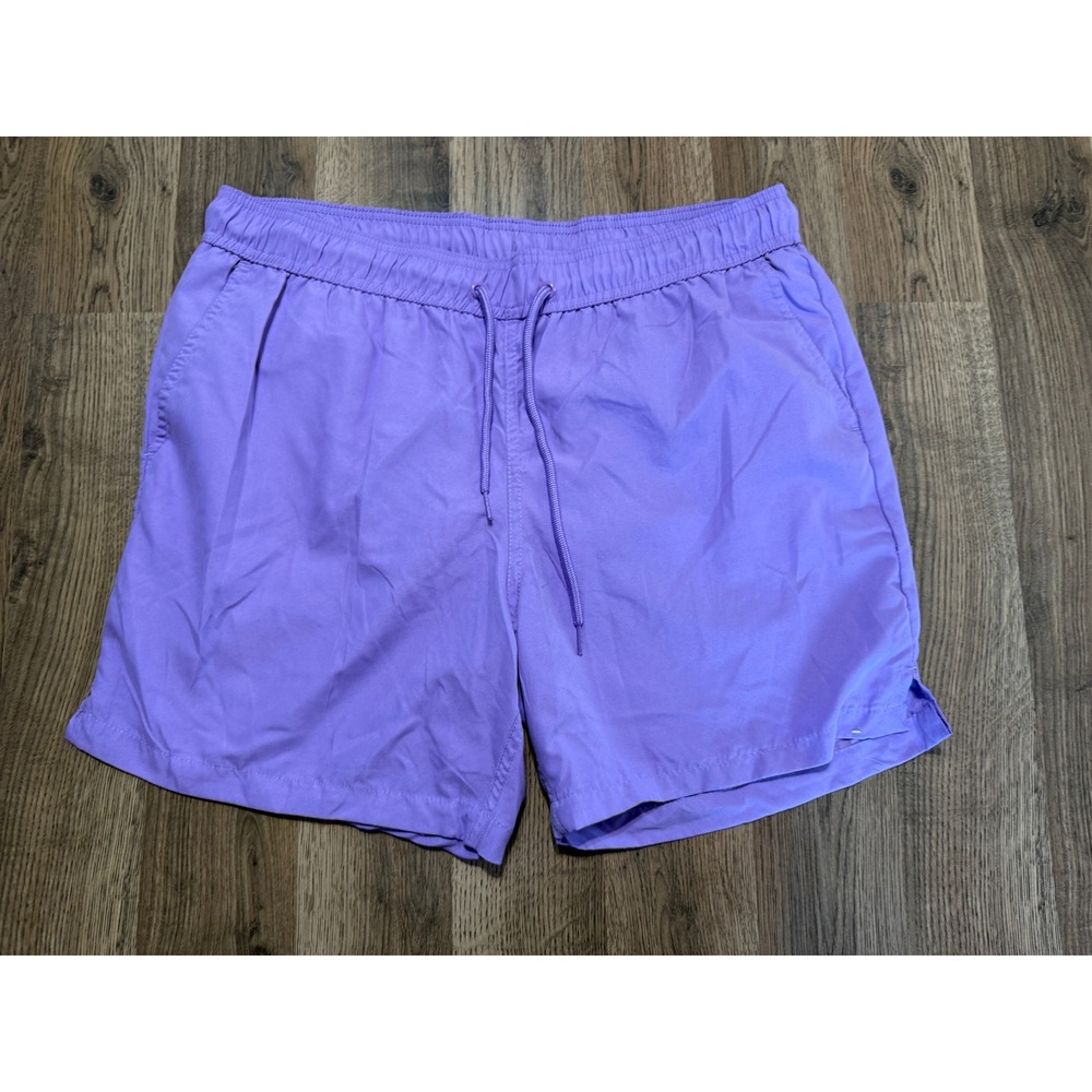 George Mens Purple‎ Swim Trunks L 36-38 Elastic Waist Mesh Lined Board Shorts